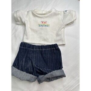 Vintage Cabbage Patch Doll Doll White Top & Blue Denim Shorts